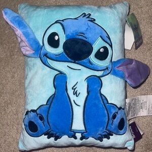 Disney Blue Stitch Plush Pillow with Purple Ear Accents